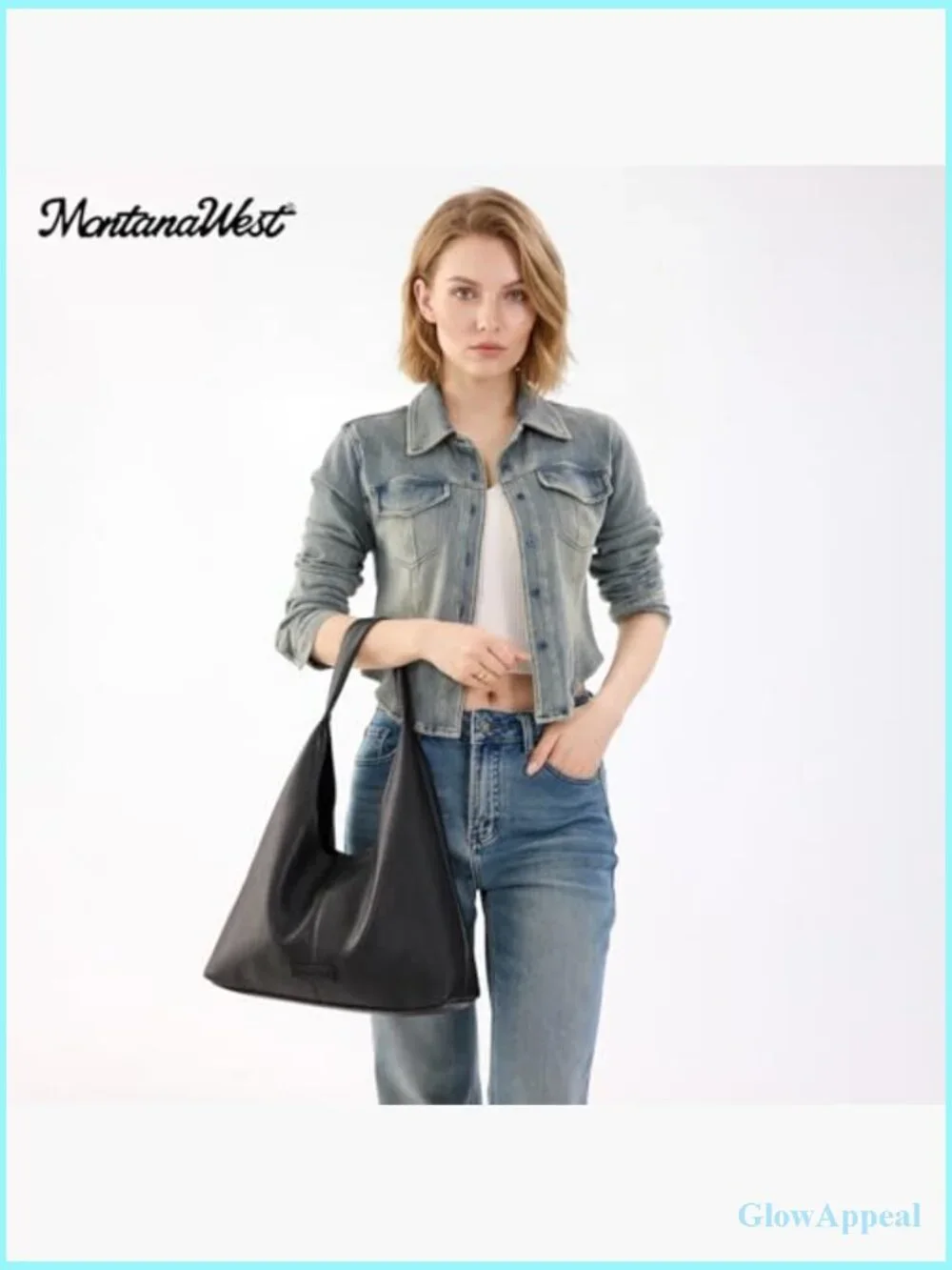 Slouchy Soft Faux Leather Hobo Shoulder Bag Tote with Pouch